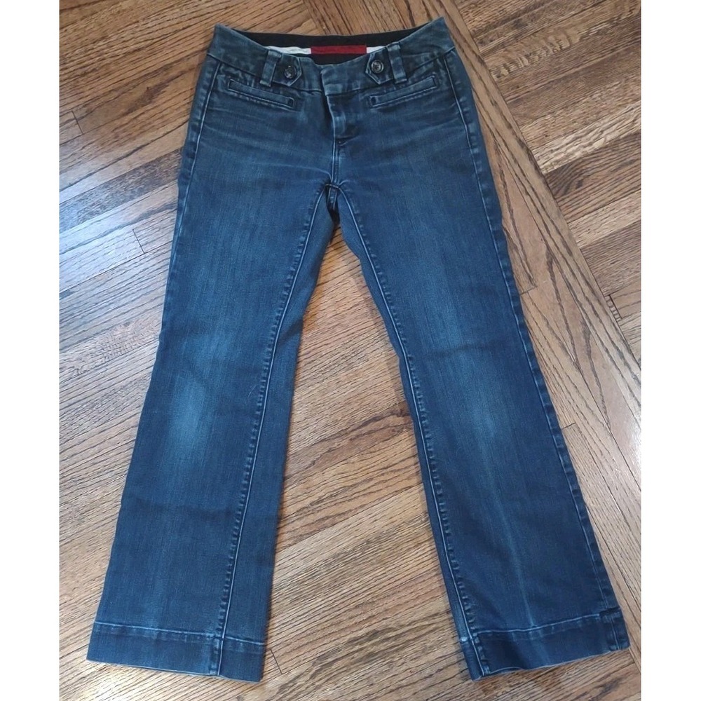Banana Republic Dark Wash Denim Trouser Jeans Wide Leg Stretch RN 54023 Indigo